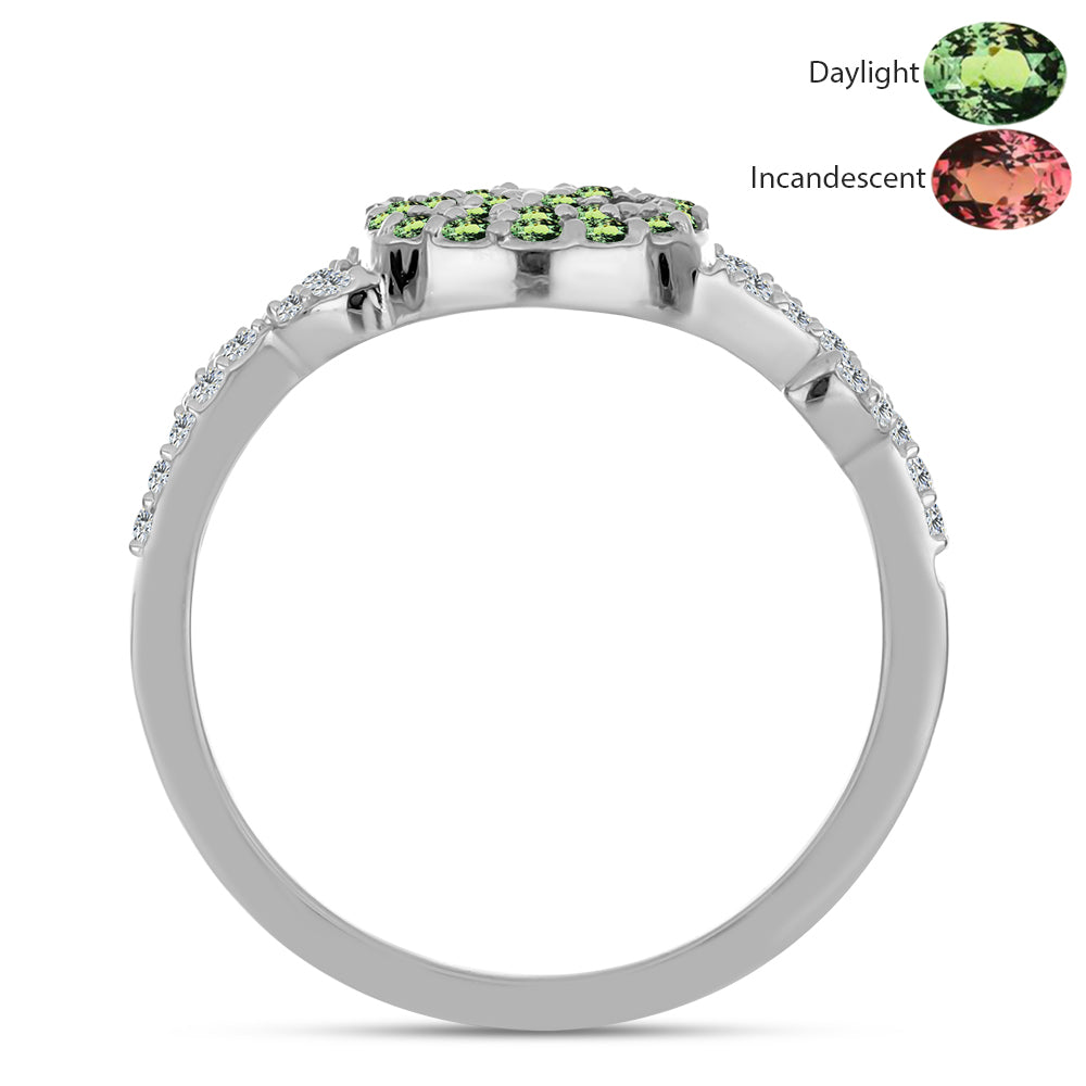 Anel de Prata com Alexandrita Natural e Topázio Branco