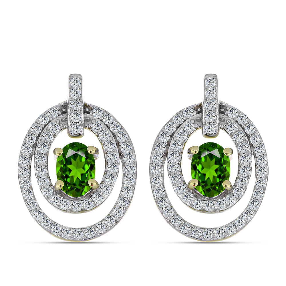 Brincos de Prata com Banho de Ouro com Safira Arco-íris e Topázio Branco 1 