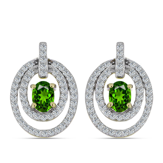 Brincos de Prata com Banho de Ouro com Safira Arco-íris e Topázio Branco