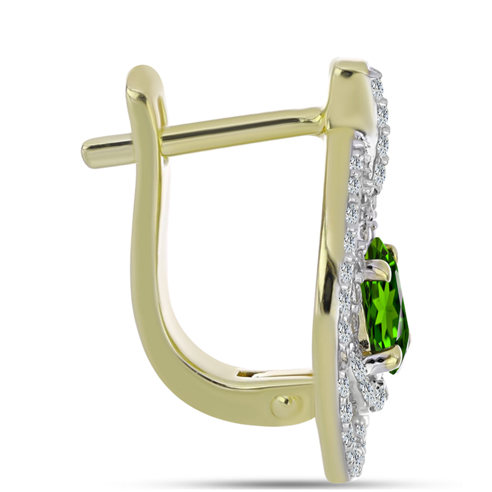 Brincos de Prata com Banho de Ouro com Safira Arco-íris e Topázio Branco 2 