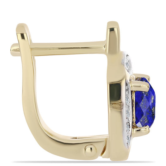 Brincos de Prata com Banho de Ouro com Lápis-lazúli e Topázio Branco