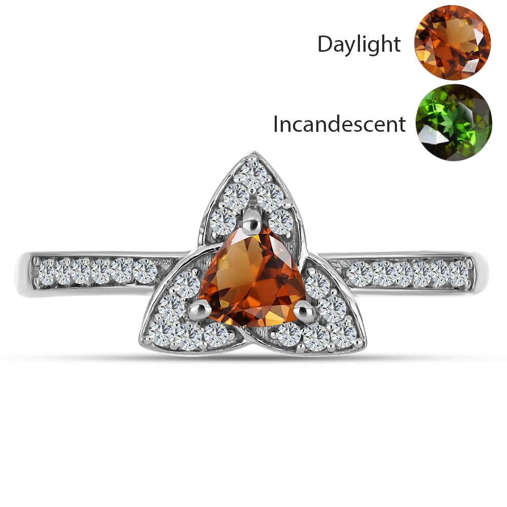 Anel de Prata com Zultanite da Anatólia certificado e cultivado em laboratório e Topázio Branco 1 