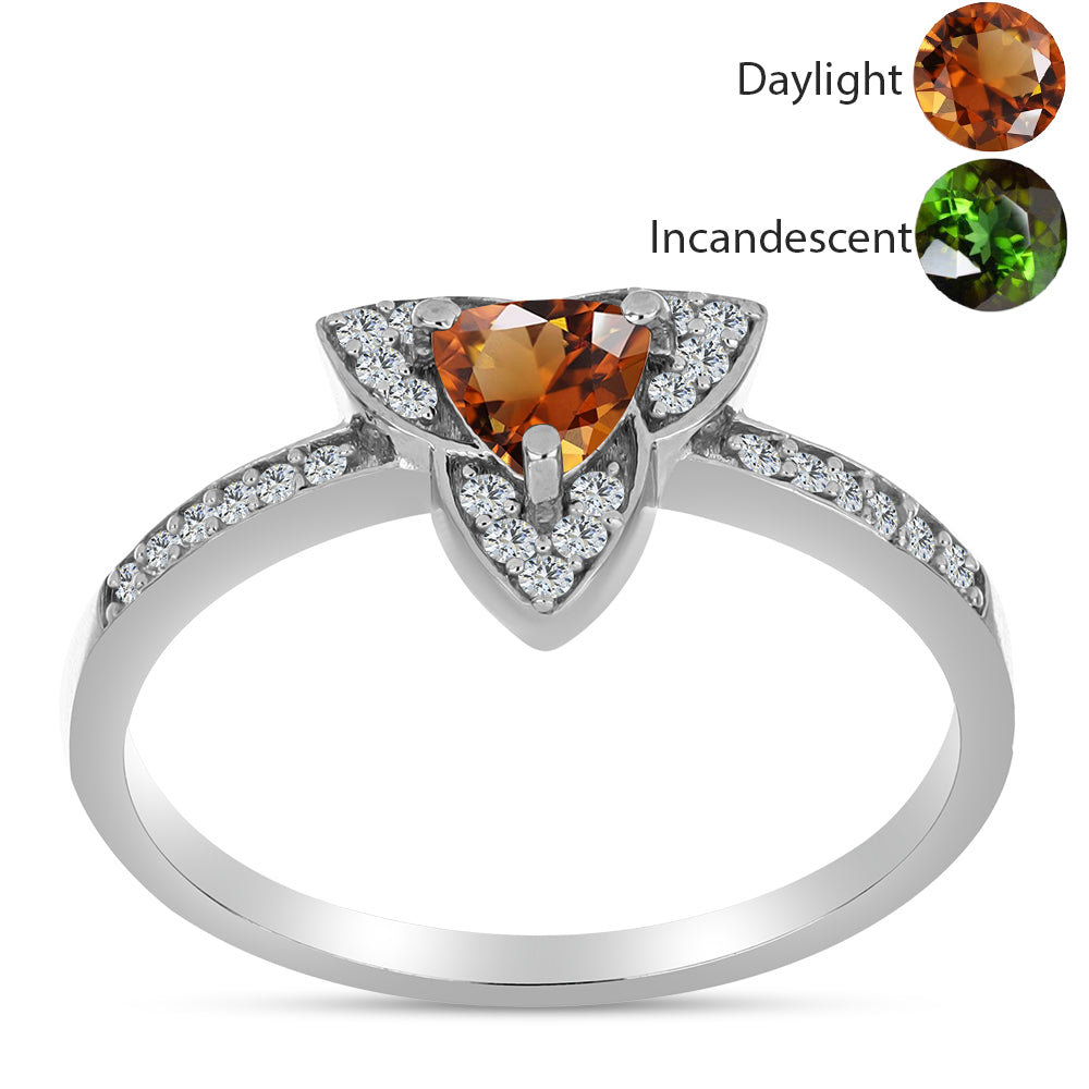 Anel de Prata com Zultanite da Anatólia certificado e cultivado em laboratório e Topázio Branco 3 