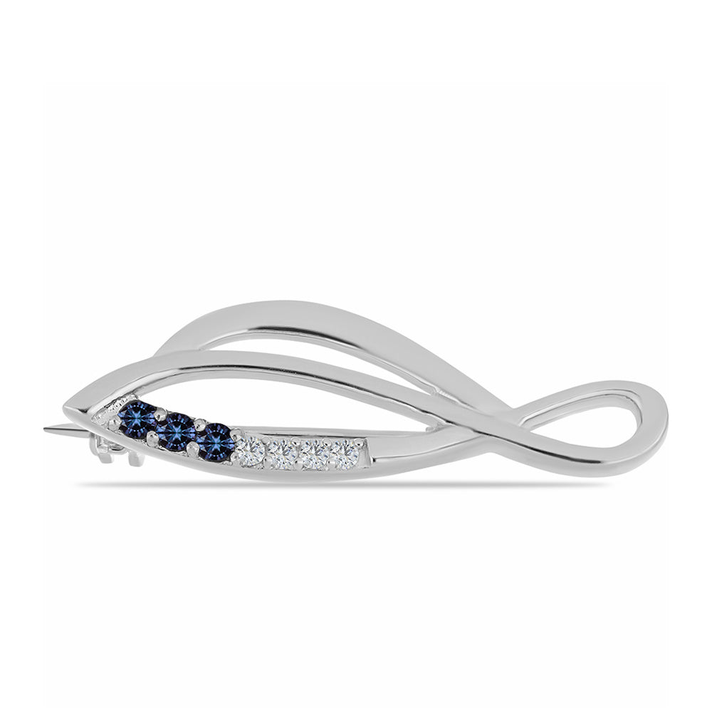 Alfinete de Prata com Moissanite "Púrpura Imperial" e Topázio Branco 1 