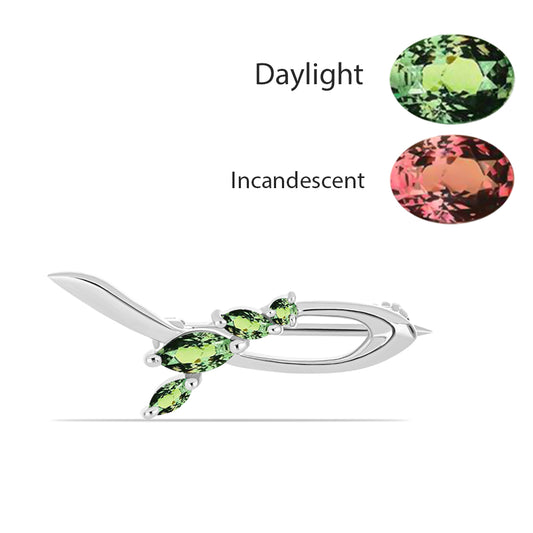 Alfinete de Prata com Alexandrita Natural