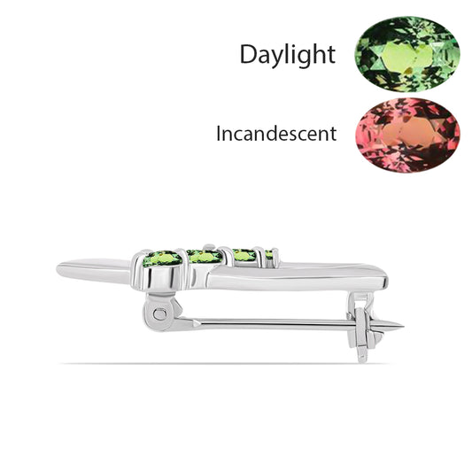 Alfinete de Prata com Alexandrita Natural