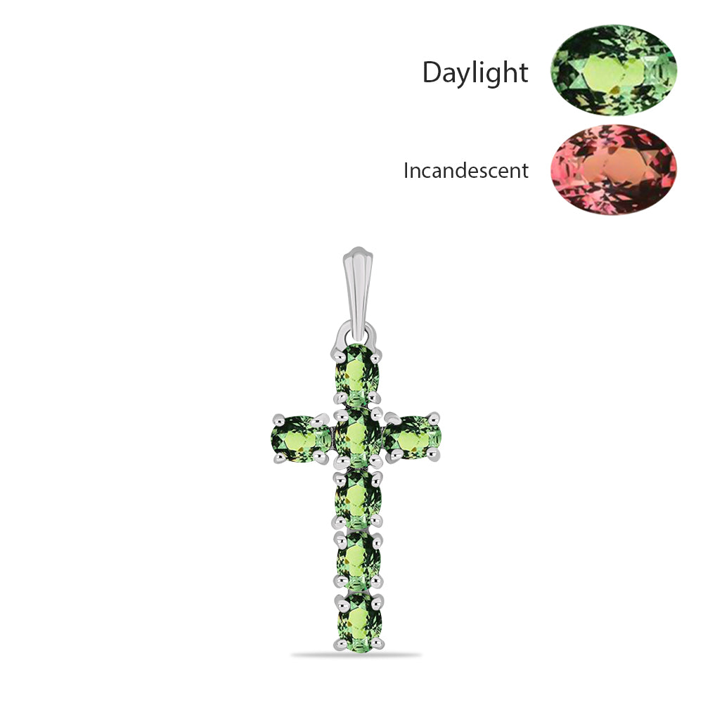 Cruz Pendente de Prata com Alexandrita Natural