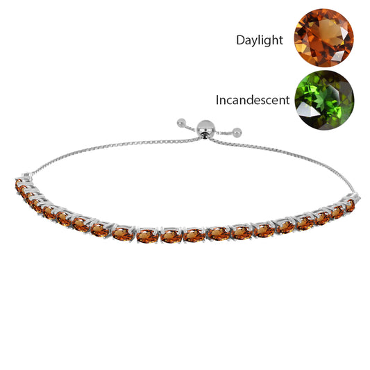 Pulseira de Prata com Zultanite da Anatólia certificado e cultivado em laboratório e Topázio Branco  Contraste: Cabeca de Veado (800)
