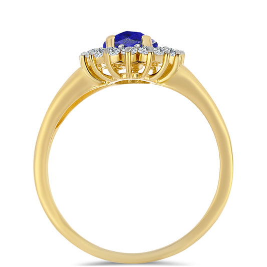 Anel de Prata com Banho de Ouro com Lápis-lazúli e Topázio Branco