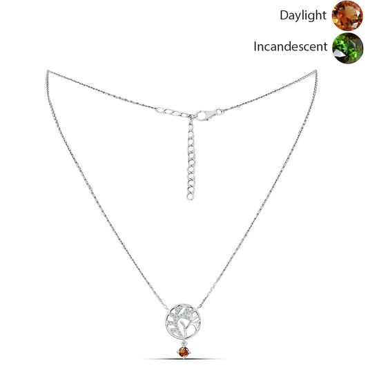 Colar de Prata com Zultanite da Anatólia certificado e cultivado em laboratório e Topázio Branco  Contraste: Cabeca de Veado (800)