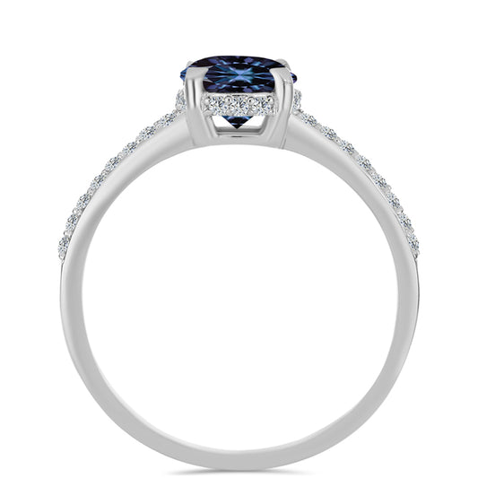 Anel de Prata com Moissanite "Púrpura Imperial" e Topázio Branco