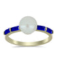 Anel de Prata com Banho de Ouro com Lápis-lazúli e Pérola Branca de Água Doce