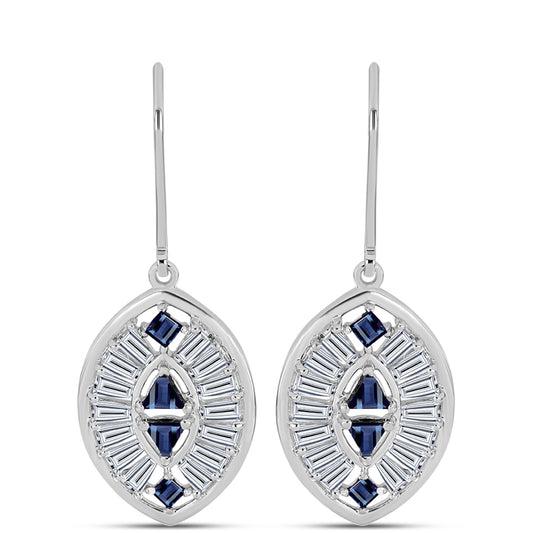 Brincos de Prata com Moissanite "Púrpura Imperial" e Zircão Branco