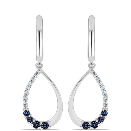 Brincos de Prata com Moissanite "Púrpura Imperial" e Topázio Branco