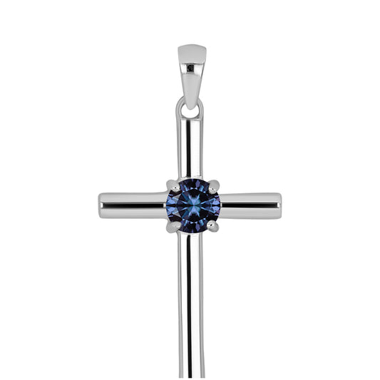 Cruz Pendente de Prata com Moissanite "Púrpura Imperial"