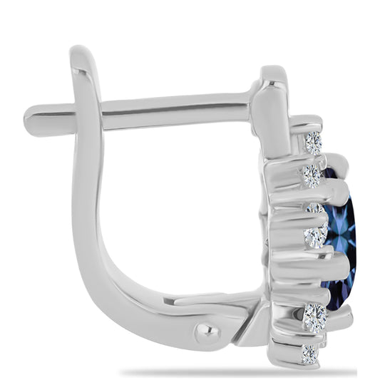Brincos de Prata com Moissanite "Púrpura Imperial" e Topázio Branco