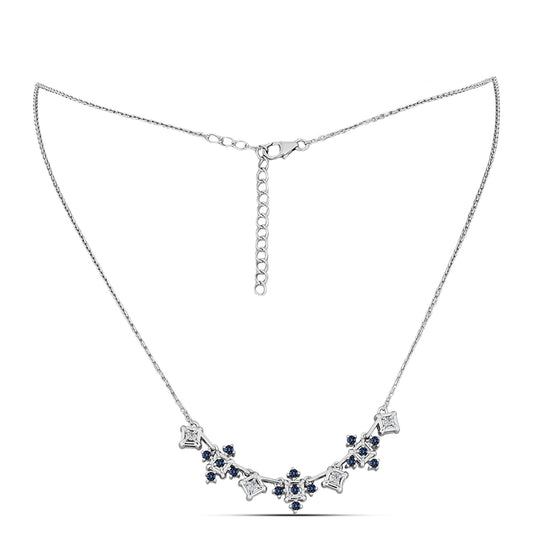 Colar de Prata com Moissanite "Púrpura Imperial" e Topázio Branco  Contraste: Cabeca de Veado (800)