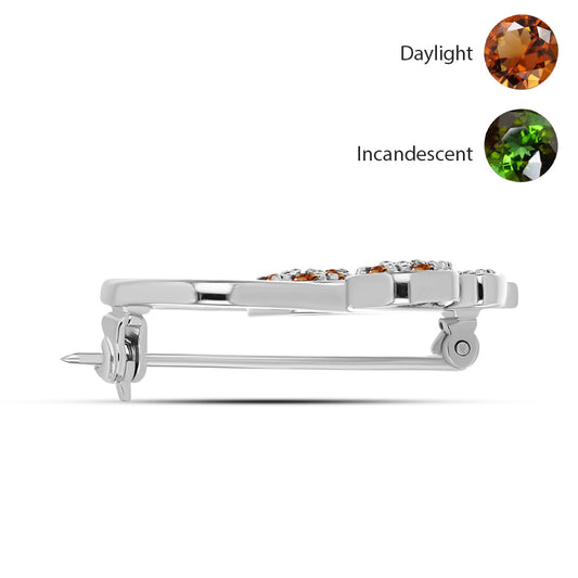 Alfinete de Prata com Zultanite da Anatólia certificado e cultivado em laboratório  Contraste: Cabeca de Veado (800)