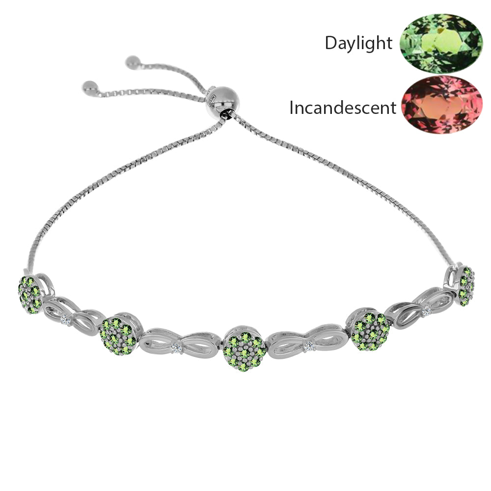 Pulseira de Prata com Alexandrita Natural e Topázio Branco  Contraste: Cabeca de Veado (800) 1 