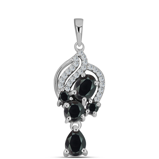 Pendente de Prata com Obsidiana e Topázio Branco