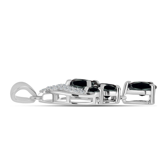 Pendente de Prata com Obsidiana e Topázio Branco