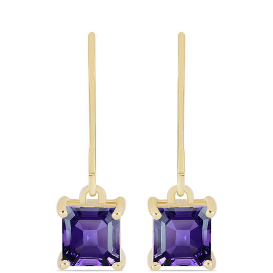 Brincos de Prata com Banho de Ouro com Ametista de Marrocos