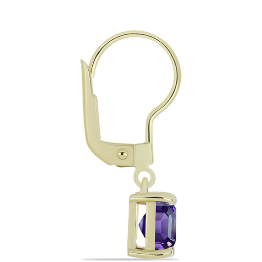 Brincos de Prata com Banho de Ouro com Ametista de Marrocos