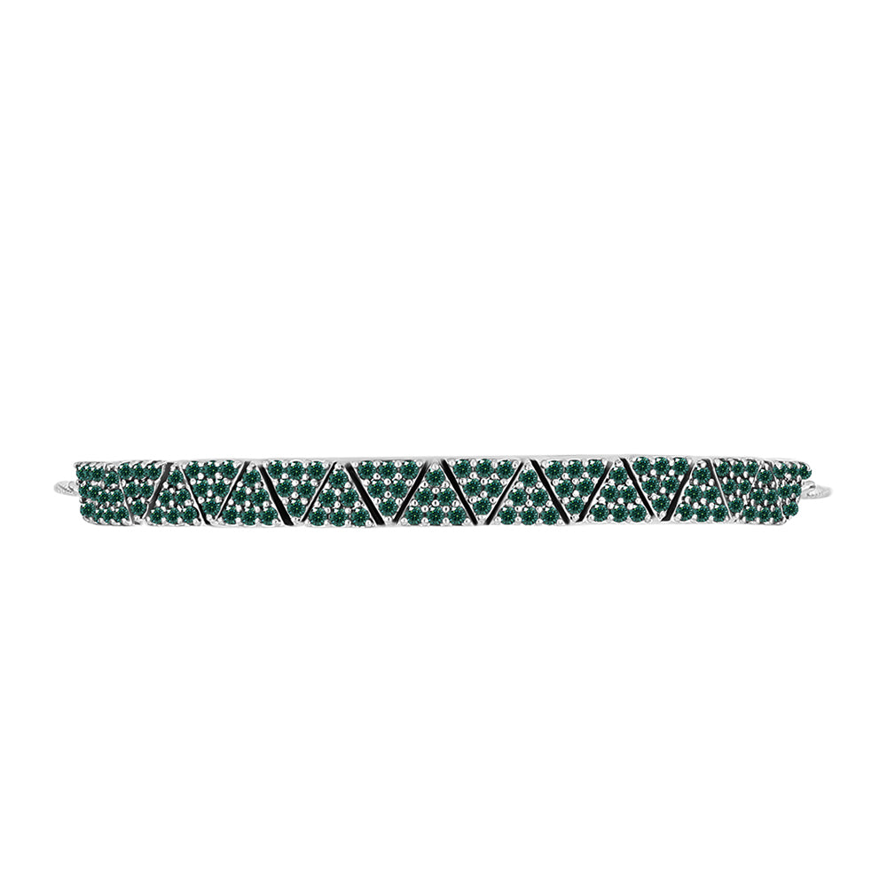 Pulseira de Prata com Moissanite Azul Mar Esverdeado  Contraste: Cabeca de Veado (800) 2 