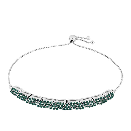 Pulseira de Prata com Moissanite Azul Mar Esverdeado  Contraste: Cabeca de Veado (800)