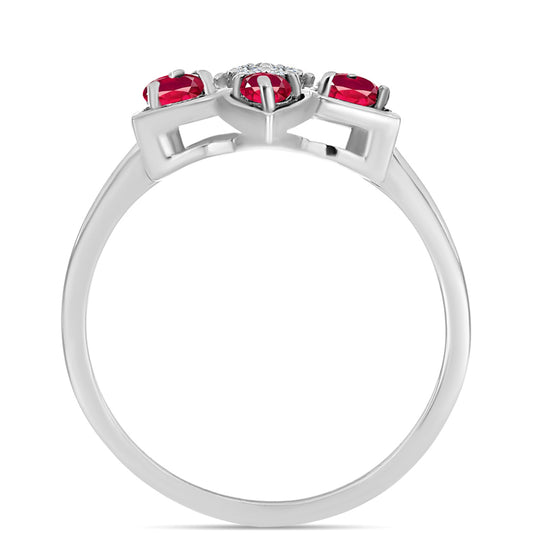 Anel de Prata com Rubi de Madagáscar e Topázio Branco  Contraste: Cabeca de Veado (800)