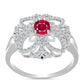 Anel de Prata com Rubi de Madagáscar e Topázio Branco  Contraste: Cabeca de Veado (800)