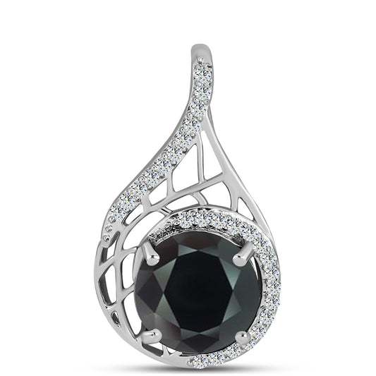 Pendente de Prata com Obsidiana e Topázio Branco