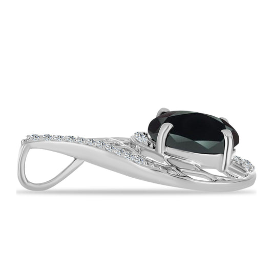 Pendente de Prata com Obsidiana e Topázio Branco