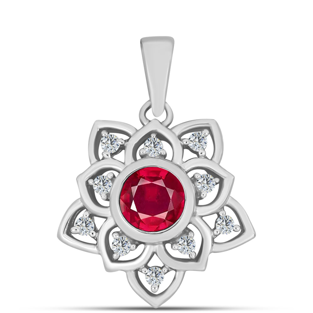 Pendente de Prata com Rubi de Madagáscar e Topázio Branco