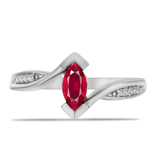 Anel de Prata com Rubi de Madagáscar e Topázio Branco  Contraste: Cabeca de Veado (800)