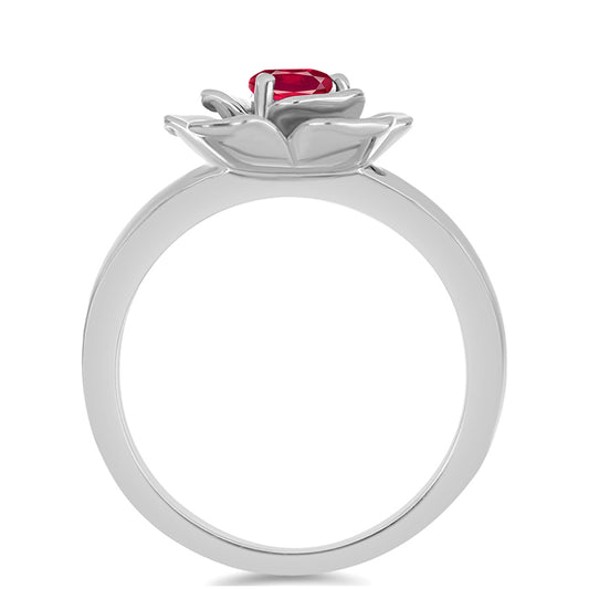 Anel de Prata com Rubi de Madagáscar  Contraste: Cabeca de Veado (800)