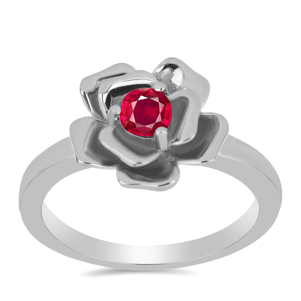 Anel de Prata com Rubi de Madagáscar  Contraste: Cabeca de Veado (800)