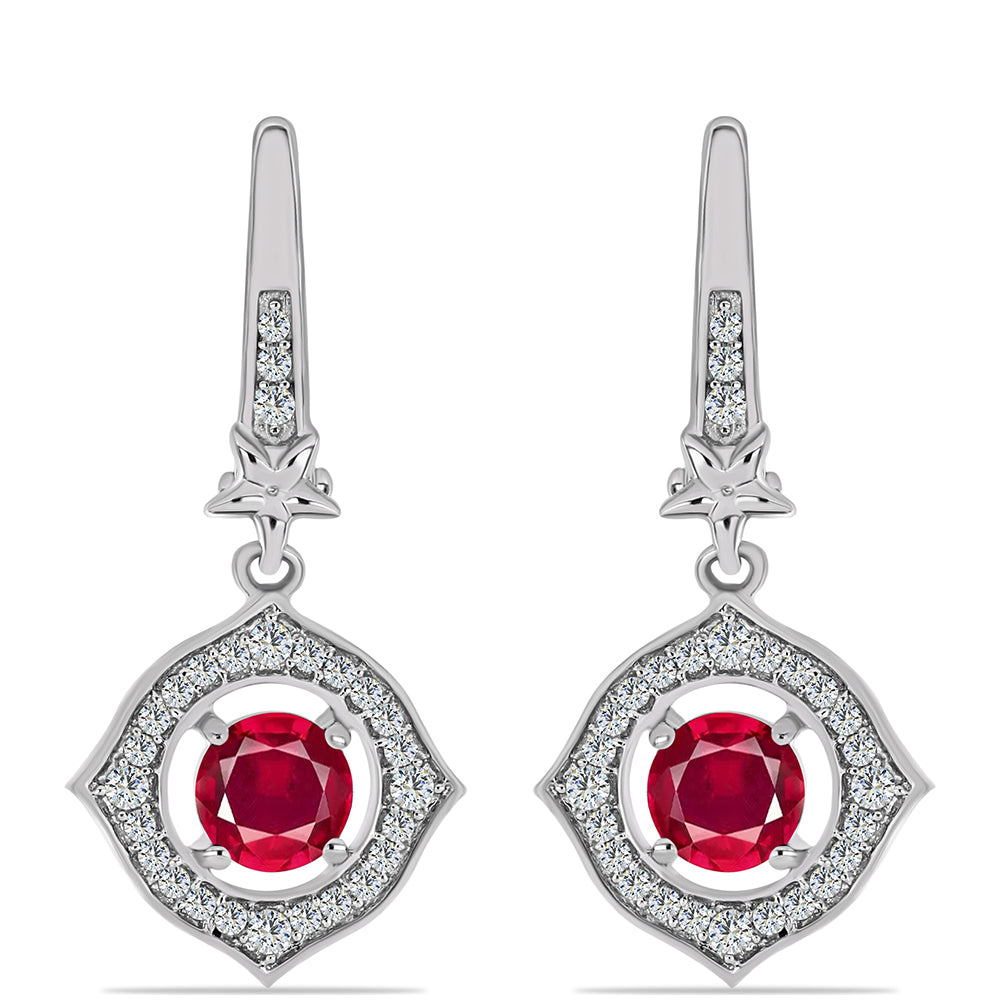 Brincos de Prata com Rubi de Madagáscar e Topázio Branco 1 