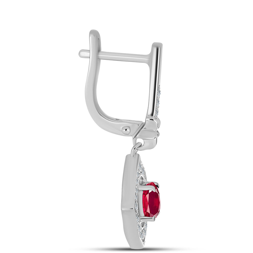 Brincos de Prata com Rubi de Madagáscar e Topázio Branco 2 