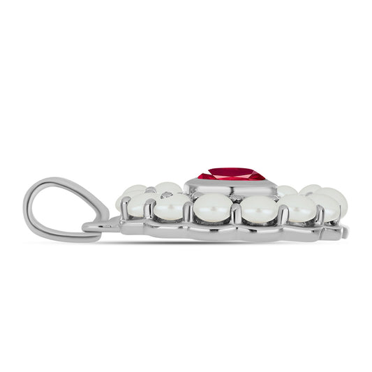 Pendente de Prata com Rubi de Madagáscar e Pérola de Água Doce Branca