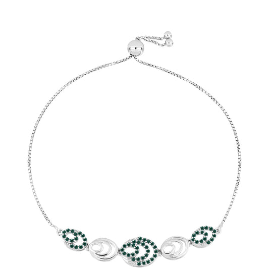 Pulseira de Prata com Moissanite Azul Mar Esverdeado  Contraste: Cabeca de Veado (800)