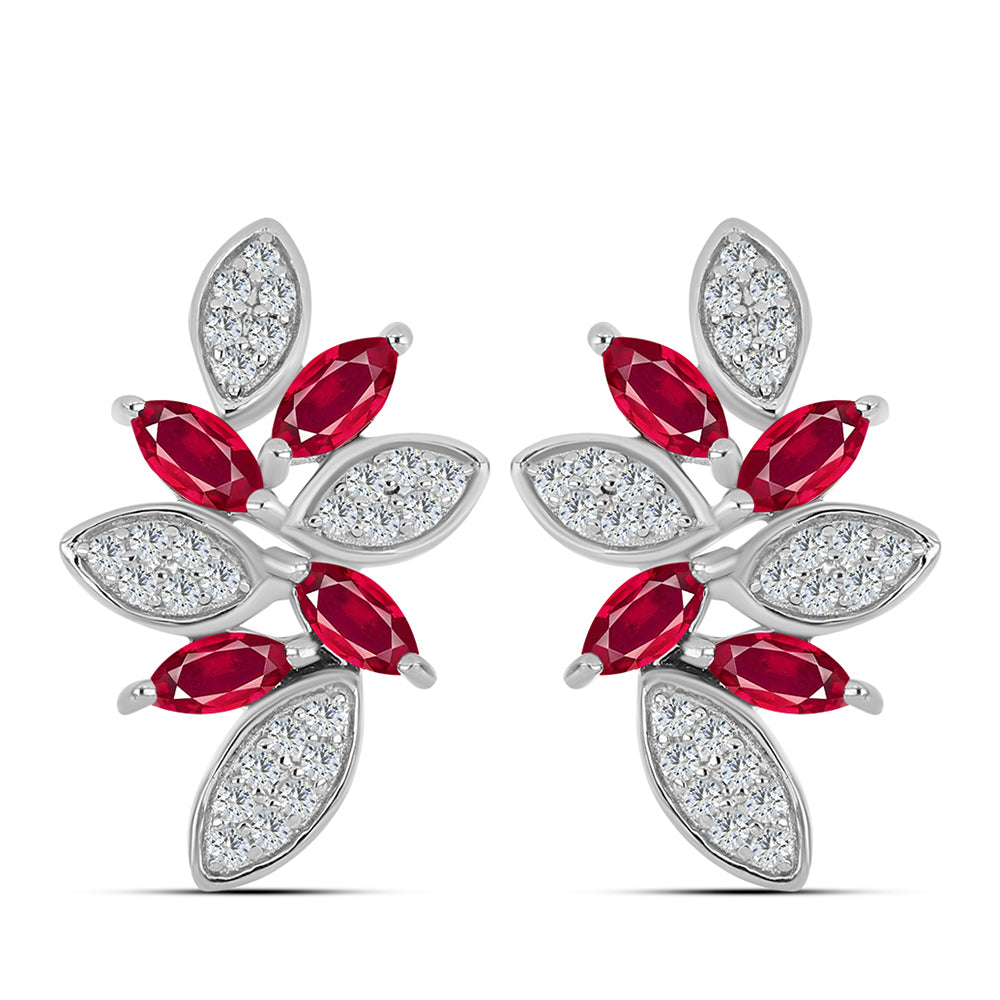 Brincos de Prata com Rubi de Madagáscar e Topázio Branco