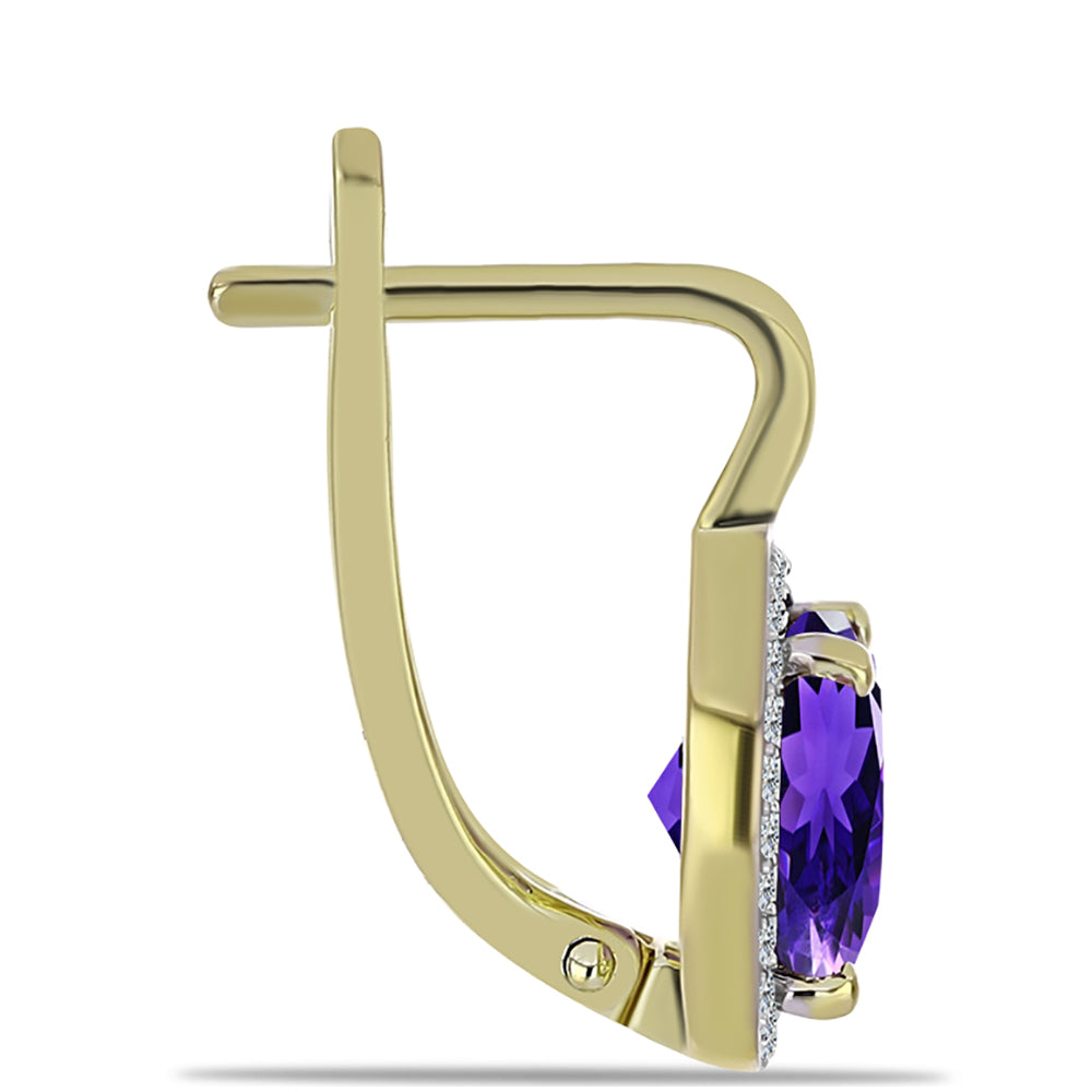 Brincos de Prata com Banho de Ouro com Ametista de Marrocos e Topázio Branco 2 