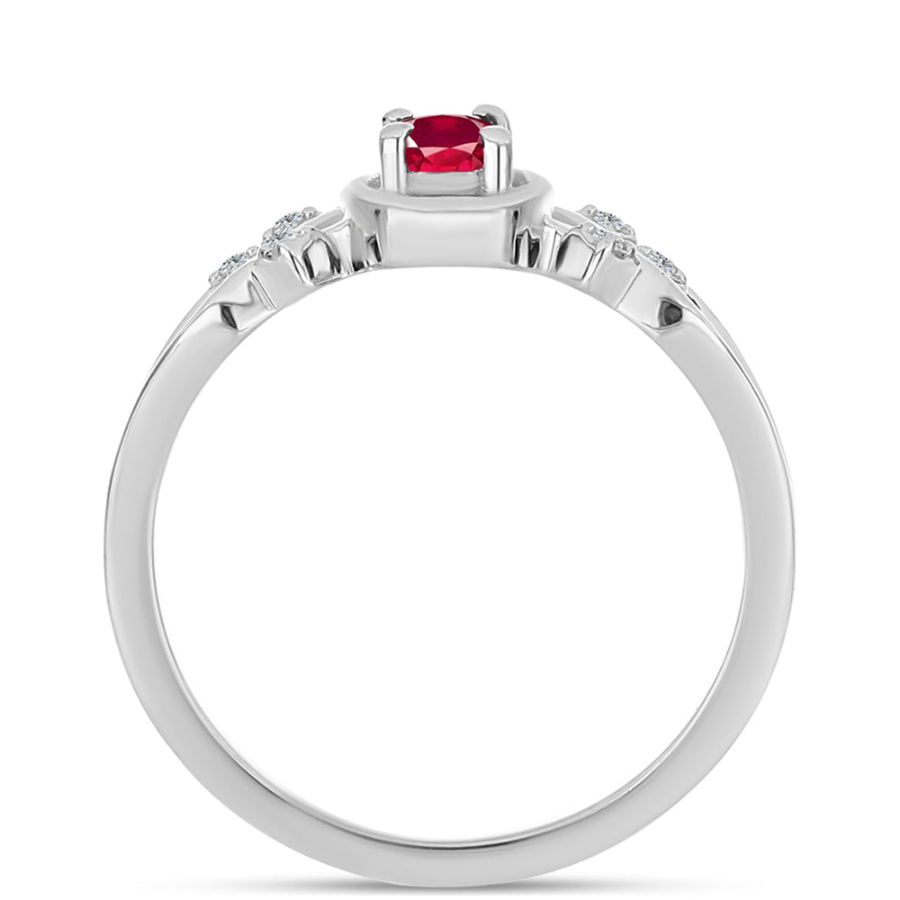 Anel de Prata com Rubi de Madagáscar e Topázio Branco 2 