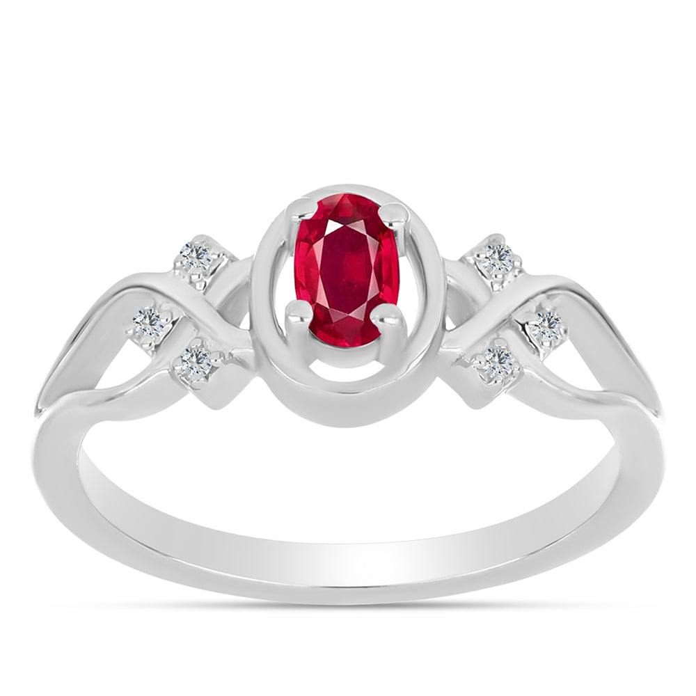 Anel de Prata com Rubi de Madagáscar e Topázio Branco