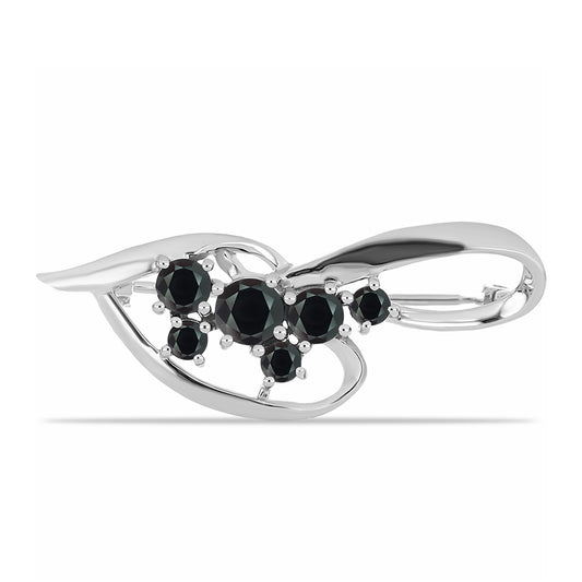 Alfinete de Prata com Obsidiana  Contraste: Cabeca de Veado (800)