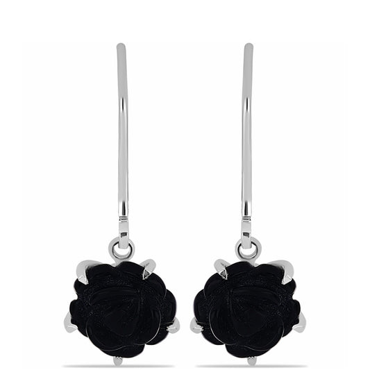 Brincos de Prata com Obsidiana