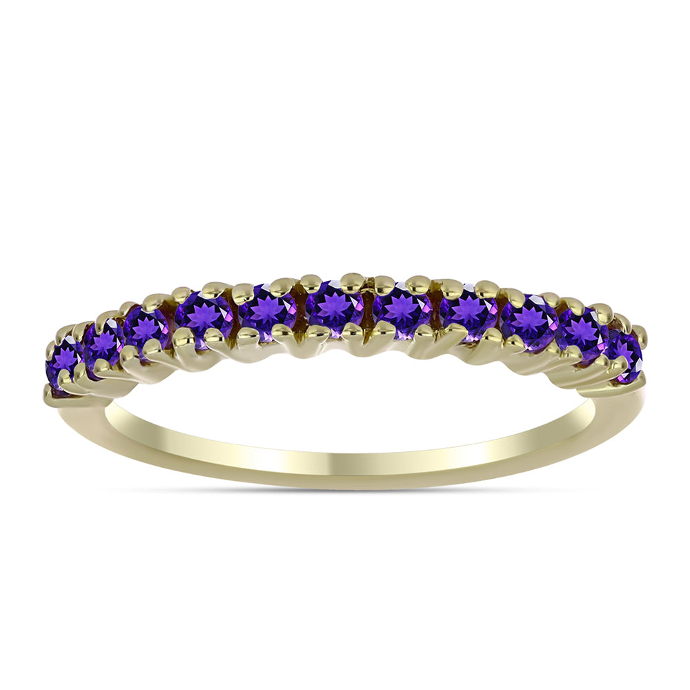 Anel de Prata com Banho de Ouro com Ametista de Marrocos 1 