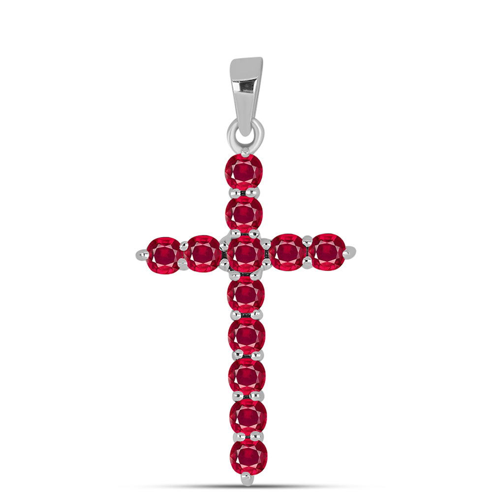 Cruz Pendente de Prata com Rubi de Madagáscar