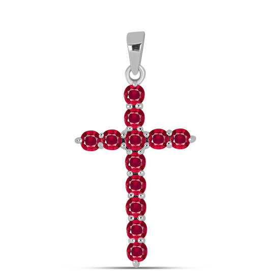 Cruz Pendente de Prata com Rubi de Madagáscar